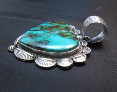 Image 2 of Navajo Native American Turquoise Sterling Silver Heart Pendant, Randy Boyd