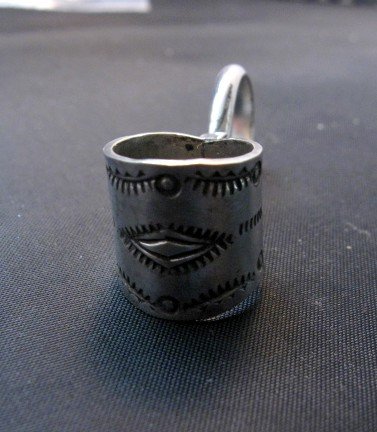 Image 3 of Fancy Navajo 10mm Stamped Sterling Silver Bale, Freddy Platero