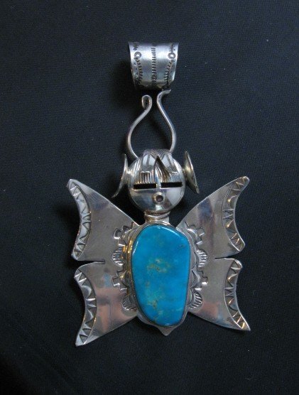 Image 4 of Fancy Navajo 10mm Stamped Sterling Silver Bale, Freddy Platero