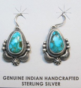 Image 11 of Navajo Randy Boyd Turquoise Silver Bead Necklace Earring Set, Native American