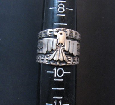 Image 2 of Sunshine Reeves ~ Navajo ~ Stamped Sterling Silver Thunderbird Ring sz9-3/4