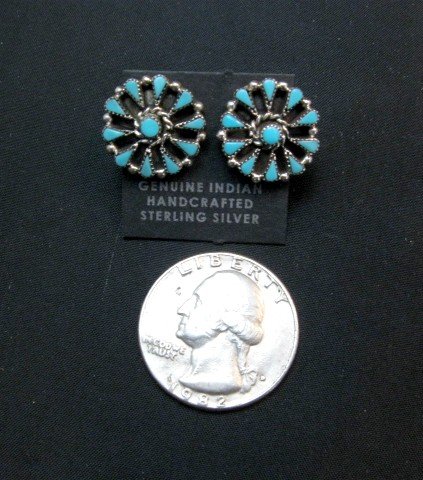 Image 1 of Zuni Turquoise Petit Point Cluster Earrings, Merlinda & Delbert Chavez