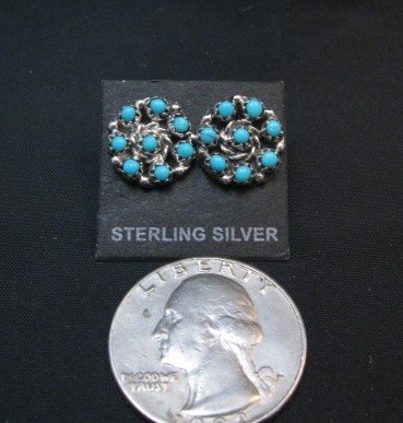Image 1 of Randy Hooee Zuni Turquoise Snake Eye Cluster Post Earrings