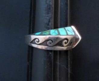 Image 3 of Navajo Lonnie Lonn Parker Native American Turquoise Ring sz9