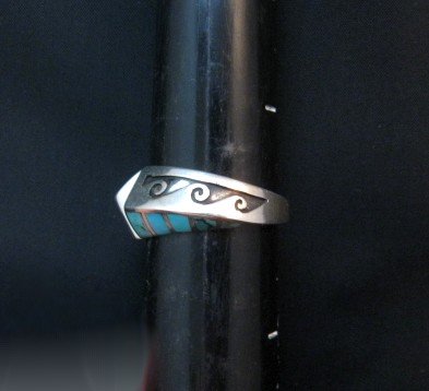 Image 4 of Navajo Lonnie Lonn Parker Native American Turquoise Ring sz9