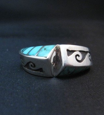 Image 6 of Navajo Lonnie Lonn Parker Native American Turquoise Ring sz9