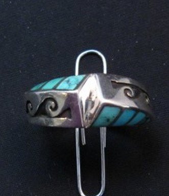Image 1 of Navajo Lonnie Lonn Parker Native American Turquoise Ring sz9