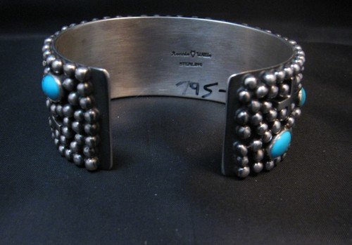 Image 6 of Navajo ~ Ronnie Willie ~ Turquoise Cross Four Corners Bracelet 