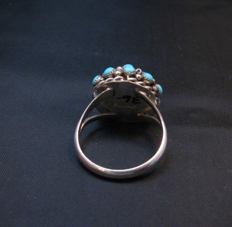Image 3 of Dickie Charlie Zuni Turquoise Domed Cluster Ring sz7-1/2