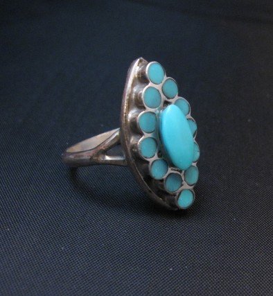Image 2 of Nancy Dishta Zuni Sleeping Beauty Turquoise Ring sz7-1/2