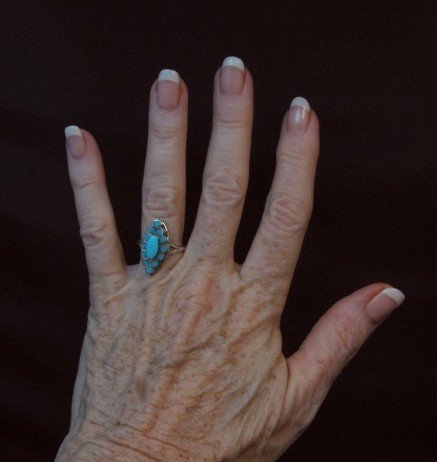 Image 4 of Nancy Dishta Zuni Sleeping Beauty Turquoise Ring sz7-1/2