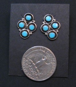 Image 1 of Zuni Sleeping Beauty Turquoise Post Earrings, Florence Booqua