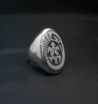 Image 1 of Bigger Native American Sterling Silver Turtle Ring sz10-1/2, Calvin Peterson