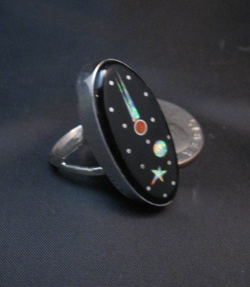 Image 1 of Navajo Inlaid Starry Night Sky Ring, Matthew Jack, sz5-3/4