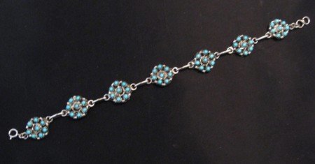 Image 2 of Randy Hooee Zuni Turquoise Snake Eye Cluster Link Bracelet