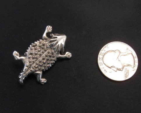 Image 1 of Robbie Manuelito Navajo Silver Horned Toad Pin Pendant