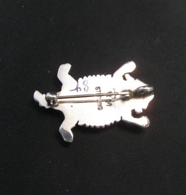 Image 2 of Robbie Manuelito Navajo Silver Horned Toad Pin Pendant