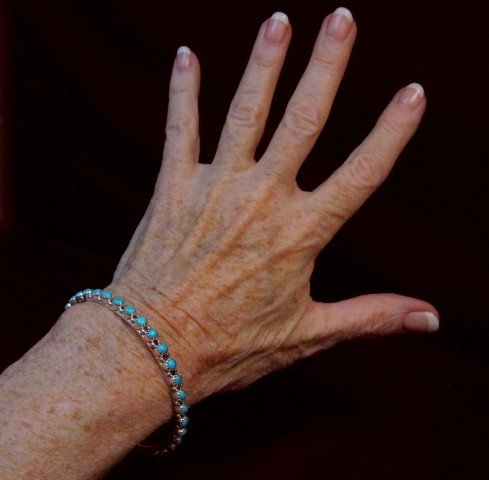 Image 2 of Navajo Native American Turquoise Silver Bangle Bracelet, Gaynell Parker