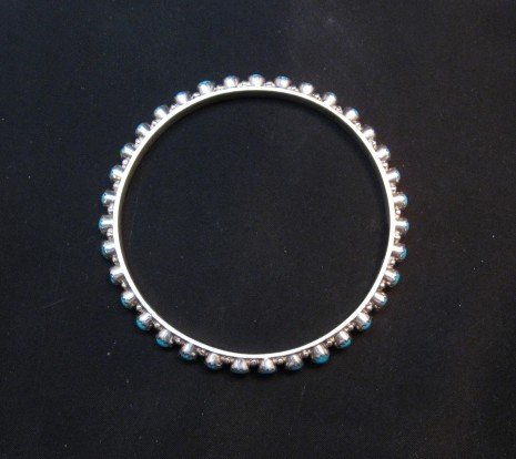 Image 3 of Navajo Native American Turquoise Silver Bangle Bracelet, Gaynell Parker