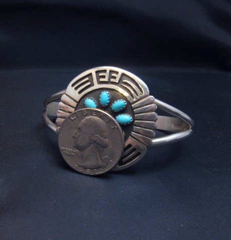 Image 2 of Rosco Scott Navajo Turquoise Sterling Silver Overlay Bracelet
