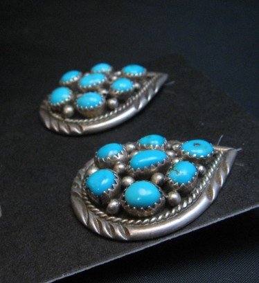 Image 2 of Vintage Navajo Native American Turquoise Cluster Earrings 
