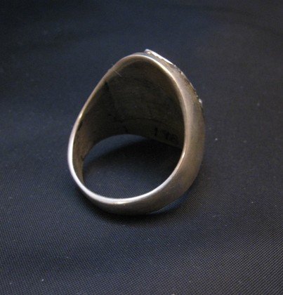 Image 3 of Zuni Multistone Etched Inlay Eagle Ring sz11