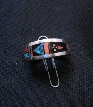 Image 0 of Jimmie Harrison Navajo Multigem Inlaid Band Ring sz10
