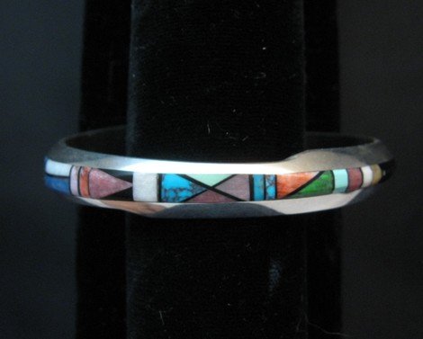 Image 0 of Narrow Jim Harrison Navajo Multistone Inlay Contemporary Bracelet, 6-3/4