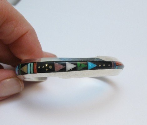 Image 5 of Jim Harrison Navajo Native American Multigem Inlay Bracelet, 5-7/8