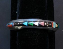 Jim Harrison Navajo Native American Multigem Inlay Bracelet, 5-7/8