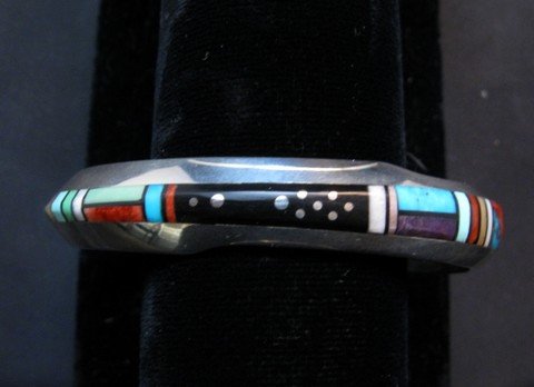 Image 0 of Narrow Jim Harrison Navajo Multistone Inlay Bracelet, 6-1/8 