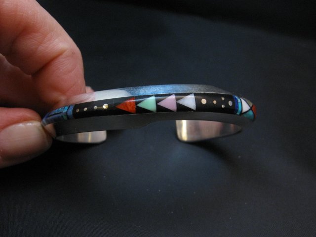 Jim Harrison Silver & Multi-stone Navajo Inlay Night Scene Bracelet main image 1