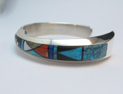 Jim Harrison Silver & Multi-stone Navajo Inlay Night Scene Bracelet main image 0