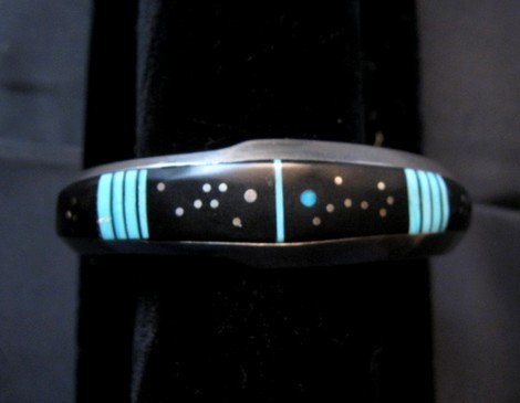 Image 3 of Jim Harrison Navajo Inlaid Black Night Sky Bracelet, 5-13/16