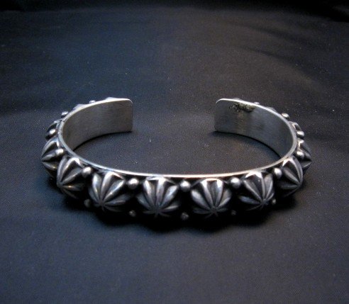 Image 1 of Native American Navajo Star Studded Sterling Cuff Bracelet, Happy Piasso