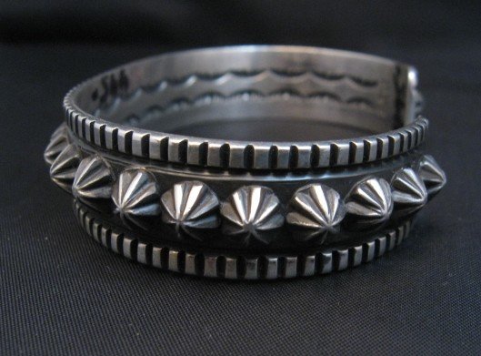 Image 2 of Navajo Star Burst Sterling Cuff Bracelet, Happy Piasso
