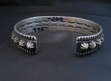 Image 3 of Navajo Star Burst Sterling Cuff Bracelet, Happy Piasso