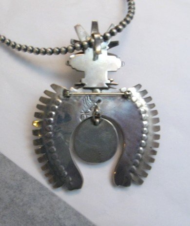 Image 5 of Older Eagle Kachina Turquoise Silver Naja Pin Pendant, Nelson Morgan