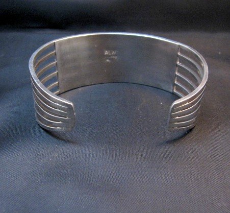 Image 6 of Zuni Jewelry 5 Row Inlay Turquoise Sterling Silver Bracelet, Anson Wallace
