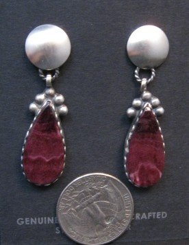 Image 0 of Navajo Selena Warner Purple Spiny Oyster Silver Earrings Native American