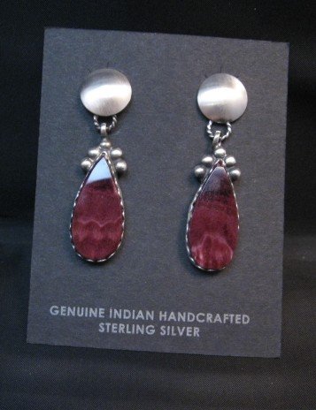 Image 1 of Navajo Selena Warner Purple Spiny Oyster Silver Earrings Native American