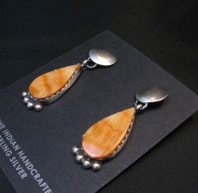 Image 1 of Navajo Selena Warner Spiny Oyster Silver Earrings Native American