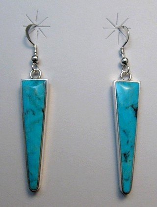 Image 0 of Jim Harrison Navajo Kingman Turquoise Dangle Earrings