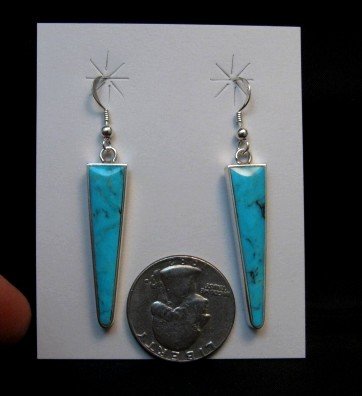 Image 2 of Jim Harrison Navajo Kingman Turquoise Dangle Earrings