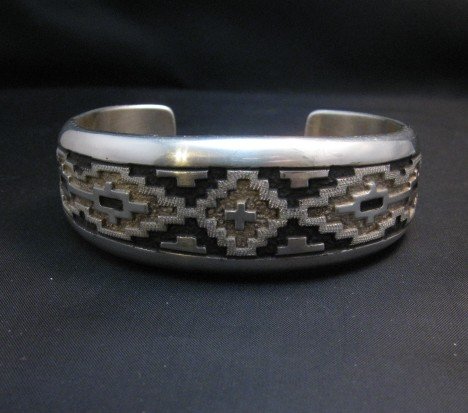 Image 1 of Dan Jackson Navajo Native American Rug Design Cuff Bracelet