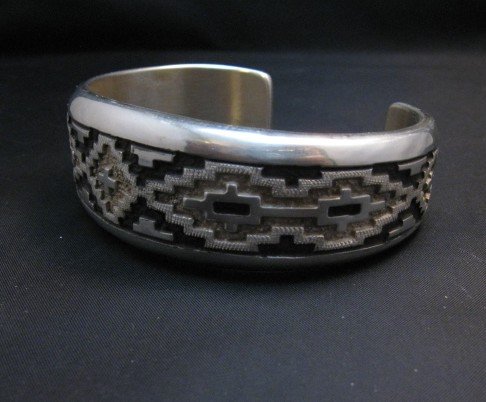 Image 2 of Dan Jackson Navajo Native American Rug Design Cuff Bracelet