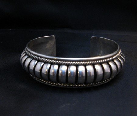 Image 2 of American Indian Navajo Priscilla Apache Sterling Silver Ribbed Bracelet