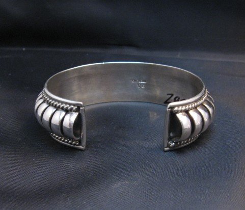 Image 3 of American Indian Navajo Priscilla Apache Sterling Silver Ribbed Bracelet