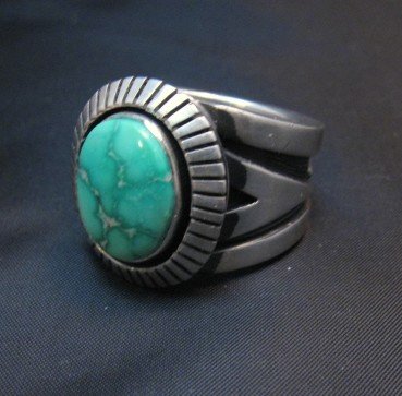 Image 2 of Cooper Willie Navajo Sonoran Gold Turquoise Ring Sz9