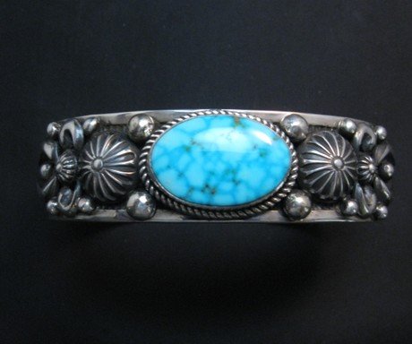 Image 0 of Albert Jake Navajo Birdseye Kingman Turquoise Silver Bracelet, Large